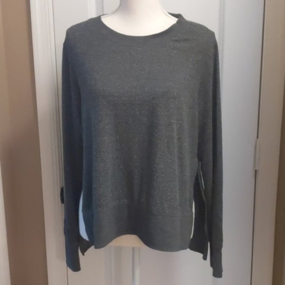 ALO YOGA Glimpse Sweatshirt Top Charcoal Heather Size Small - Picture 3 of 5